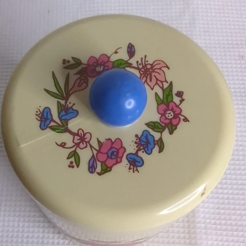 Vintage celluloid floral decal vanity dresser box with lid